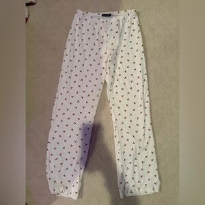 Brandy Melville White Cherry Print Pants